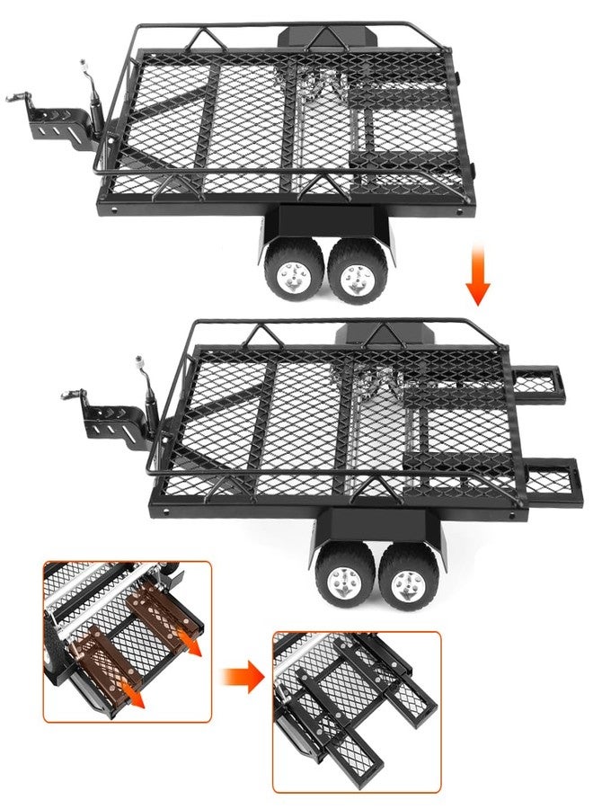 GLOBACT مقطورة GLOBACT 1/24 RC مزودة بخطاف جر، مقطورة مسطحة معدنية لسيارات TRX4M و Axial SCX24 و FMS FCX24 و 1/18 و 1/24 RC Crawler Upgrade - Image 4